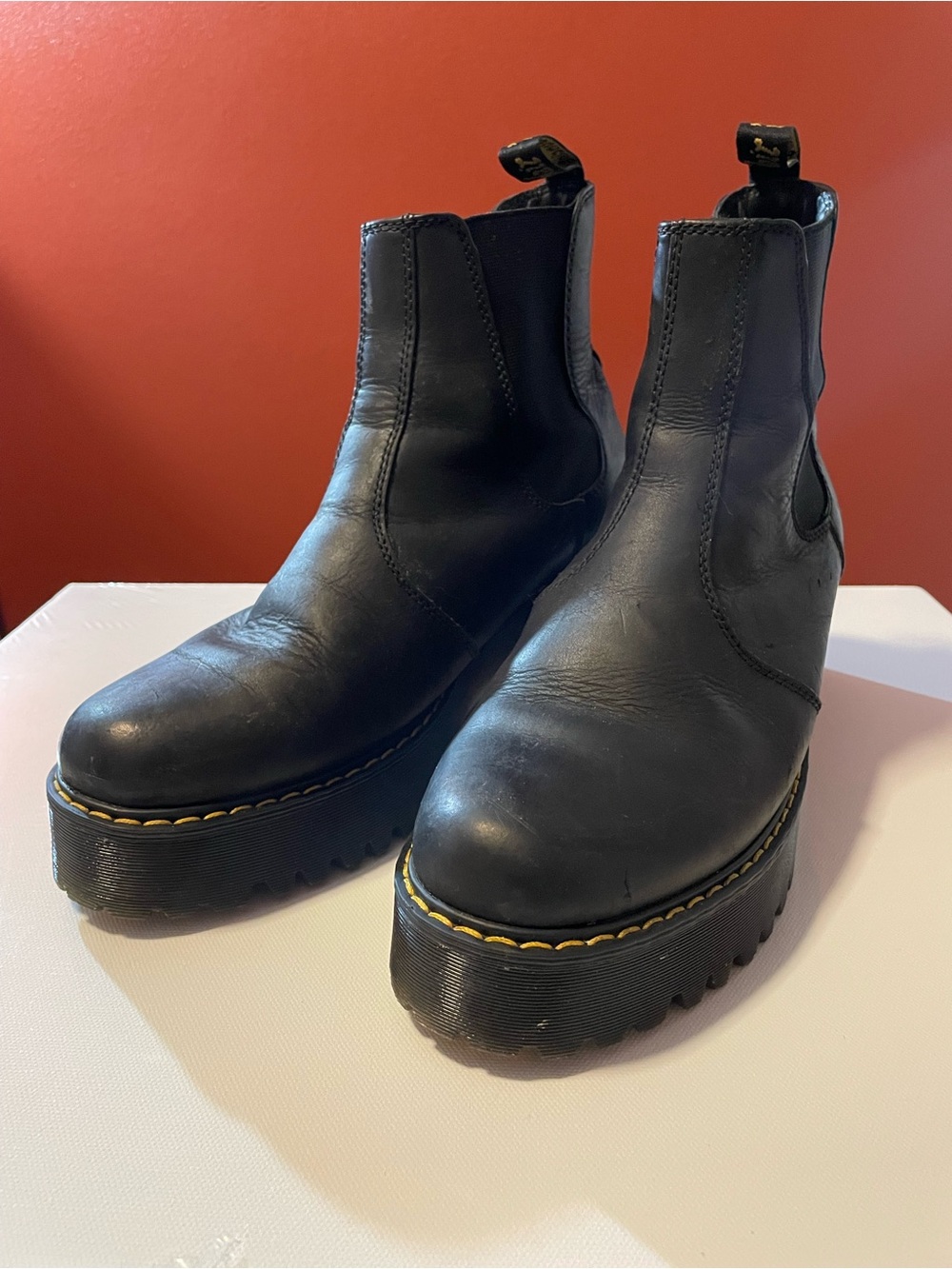 Dr Martens Women’s Rometty Black Leather Chunky Heel Chelsea Boots